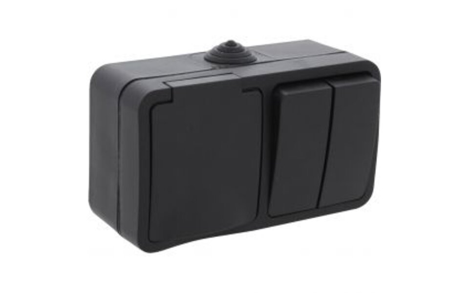 Q-LINK Q-LINK Wall Socket Matte Black - IP54 Splashproof with LED Accessories & Switch