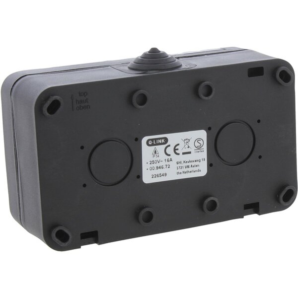 Q-LINK Q-LINK Wall Socket Matte Black - IP54 Splashproof with LED Accessories & Switch