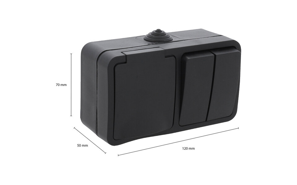 Q-LINK Q-LINK Wall Socket Matte Black - IP54 Splashproof with LED Accessories & Switch