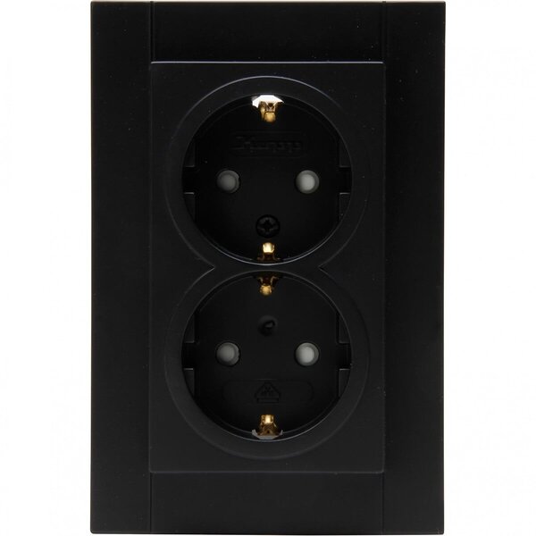 KOPP KOPP Athenis HK07 1-voudig Dubbel Stopcontact Mat Zwart met Randaarde | LED Toebehoren