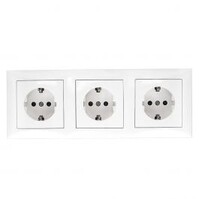 3-way white wall socket with earth connection - LED accessories