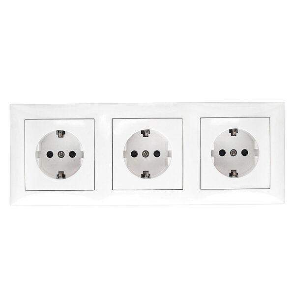 HLW LED Aigi Cika 3-way white wall socket with earth connection - Safe LED accessories
