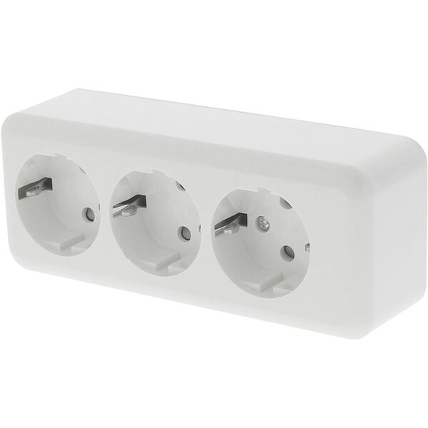 Q-LINK Q-LINK 3-way Surface-mounted Wall Socket with Earth Connection and Child Safety Feature LED accessories