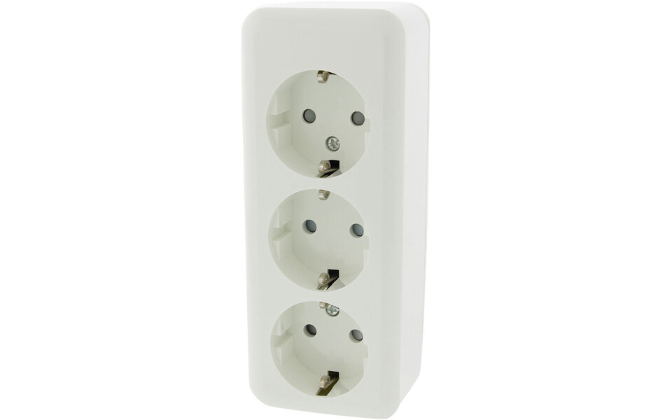 Q-LINK Q-LINK 3-way Surface-mounted Wall Socket with Earth Connection and Child Safety Feature LED accessories Q-LINK Q-LINK 3-way Surface-mounted Wall Socket with Earth Connection and Child Safety Feature LED accessories