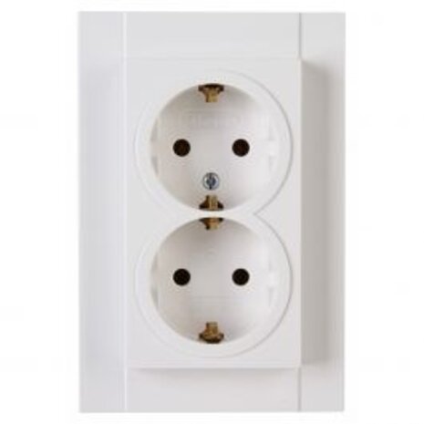 KOPP Athenis HK07 Inbouw Wandcontactdoos 1-voudig Dubbel Stopcontact Randaarde Helder Glans Wit LED Toebehoren