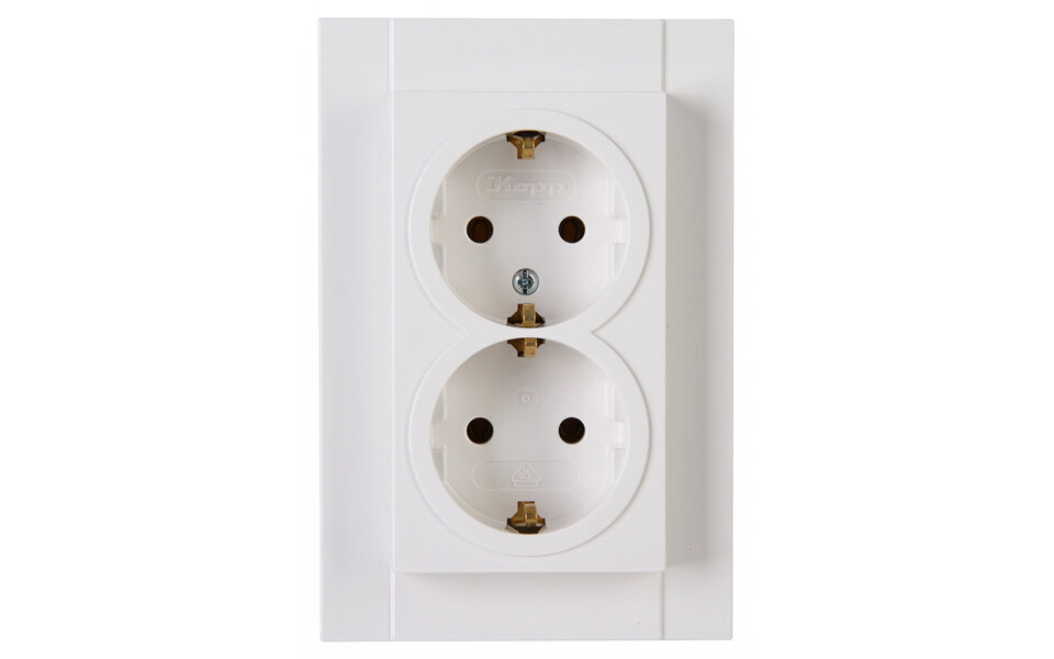 KOPP KOPP Athenis HK07 Inbouw Wandcontactdoos 1-voudig Dubbel Stopcontact Randaarde Helder Glans Wit LED Toebehoren