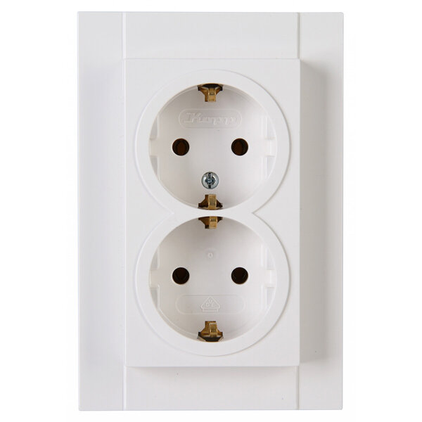 KOPP KOPP Athenis HK07 Flush-mounted Wall Socket 1-gang Double Socket Earth Ground Bright Gloss White LED Accessories