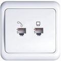 UTP RJ45 Socket Wall socket 1-gang with LED accessories - White cover frame