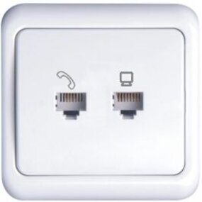 UTP RJ45 Socket Wall socket with LED accessories - White