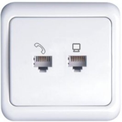 UTP RJ45 Socket Wall socket 1-gang with LED accessories - White cover frame