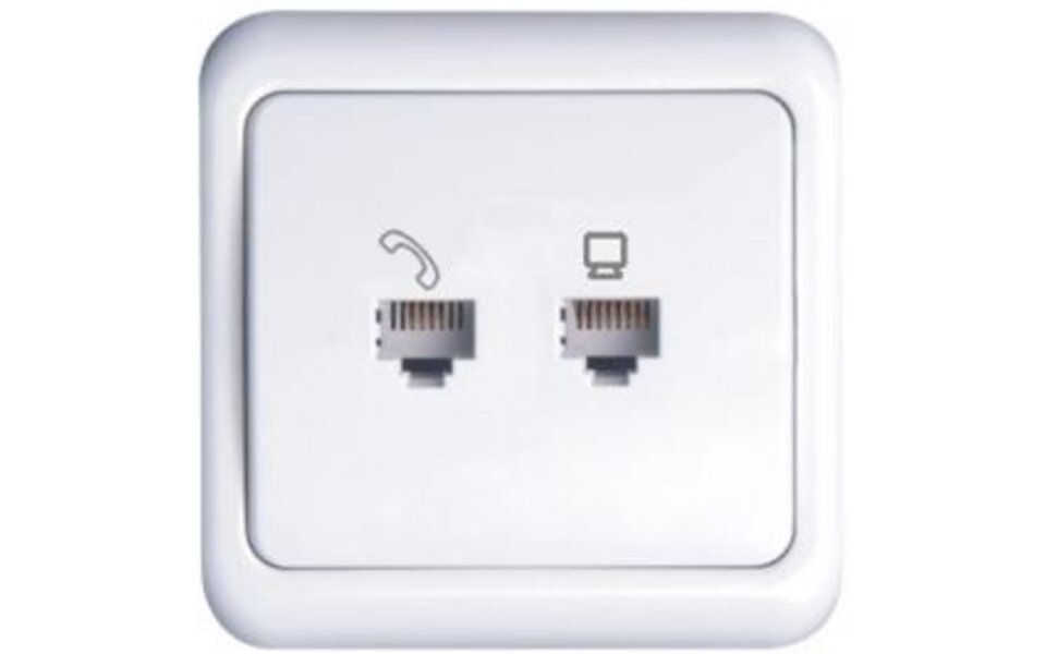 HLW LED UTP RJ45 Socket Wall socket 1-gang with LED accessories - White cover frame