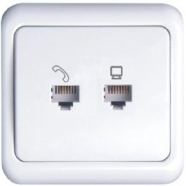 HLW LED UTP RJ45 Socket Wall socket 1-gang with LED accessories - White cover frame