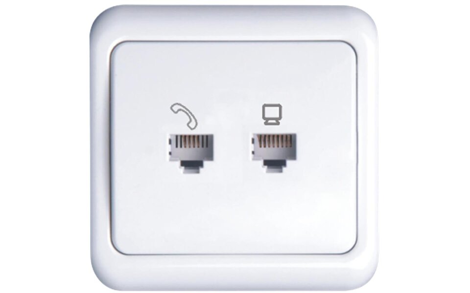 HLW LED UTP RJ45 Socket Wall socket 1-gang with LED accessories - White cover frame