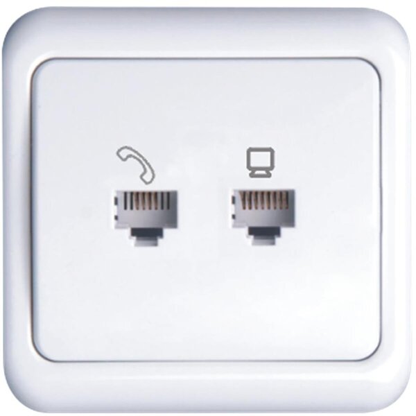 HLW LED UTP RJ45 Socket Wall socket 1-gang with LED accessories - White cover frame