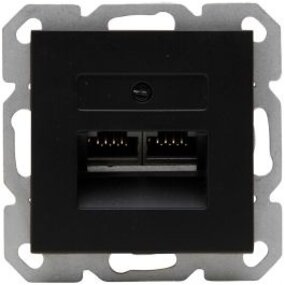 KOPP UTP RJ45 Socket 2-way CAT6 Matte Black