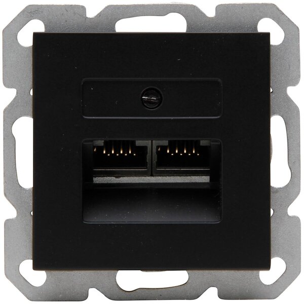 KOPP KOPP UTP RJ45 Socket - 2-way CAT6, Matte Black - LED accessories