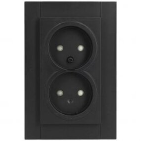 KOPP Athenis HK07 Wall Socket - Double Socket Matte Black