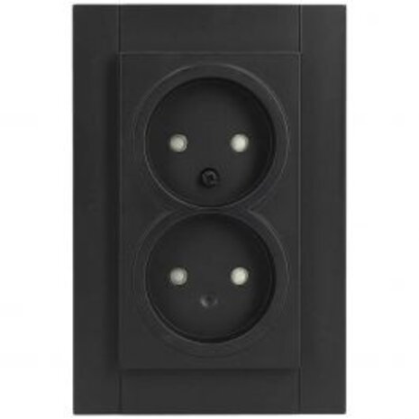 KOPP Athenis HK07 Flush-Mounted Wall Socket - Double, Child-Proof, Matte Black LED Accessories