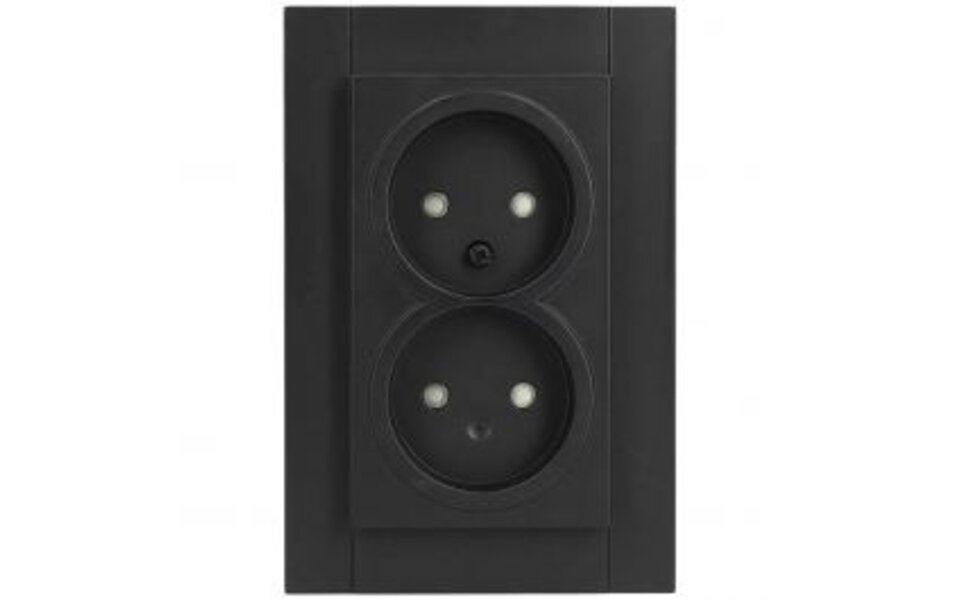 KOPP KOPP Athenis HK07 Inbouw Wandcontactdoos - Dubbel, Kinderbeveiligd, Mat Zwart LED Toebehoren