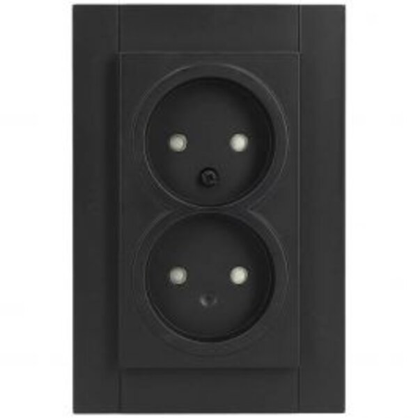 KOPP KOPP Athenis HK07 Flush-Mounted Wall Socket - Double, Child-Proof, Matte Black LED Accessories