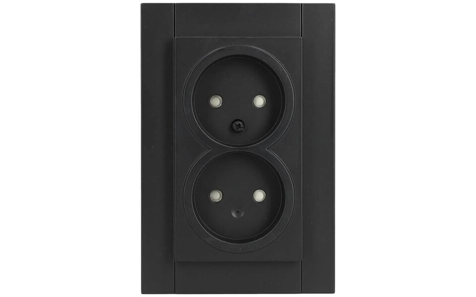 KOPP KOPP Athenis HK07 Inbouw Wandcontactdoos - Dubbel, Kinderbeveiligd, Mat Zwart LED Toebehoren