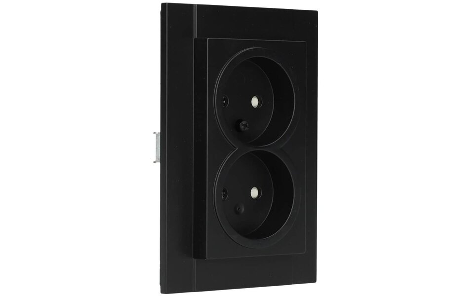 KOPP KOPP Athenis HK07 Flush-Mounted Wall Socket - Double, Child-Proof, Matte Black LED Accessories