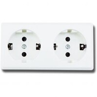 2-gang white wall socket with earth connection – LED accessories