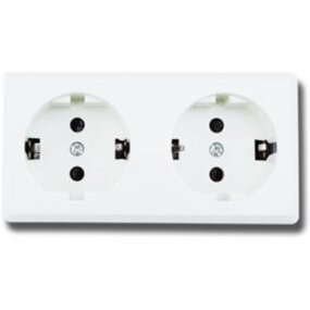 2-gang white wall socket with earth connection – LED accessories