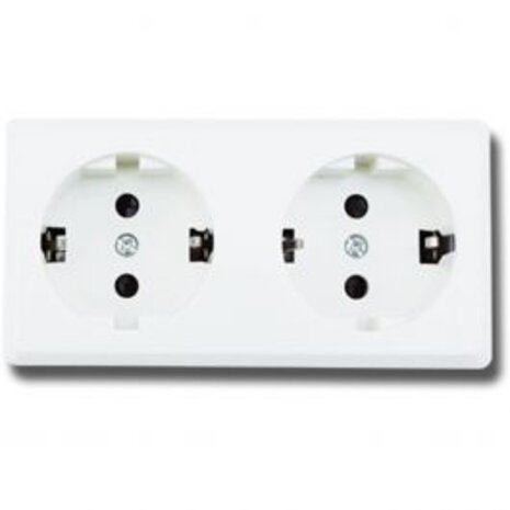 Aigi Kuta double socket outlet, white with earth connection – Ideal LED accessories