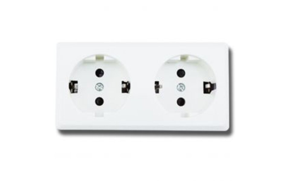 HLW LED Aigi Kuta double socket outlet, white with earth connection – Ideal LED accessories