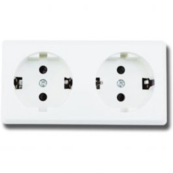 HLW LED Wandcontactdoos Aigi Kuta 2-voudig wit met randaarde – Ideaal LED toebehoren