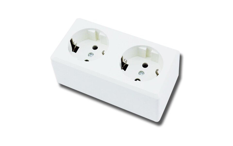HLW LED Aigi Kuta double socket outlet, white with earth connection – Ideal LED accessories