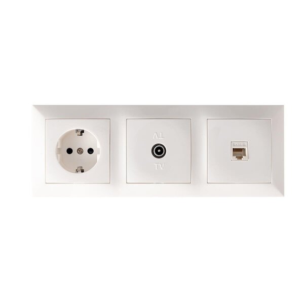 HLW LED Aigi Cika Single UTP RJ45 & Coax Wall Socket with Grounded Socket - LED Accessories