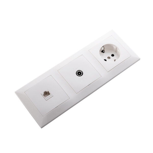 HLW LED Aigi Cika Single UTP RJ45 & Coax Wall Socket with Grounded Socket - LED Accessories
