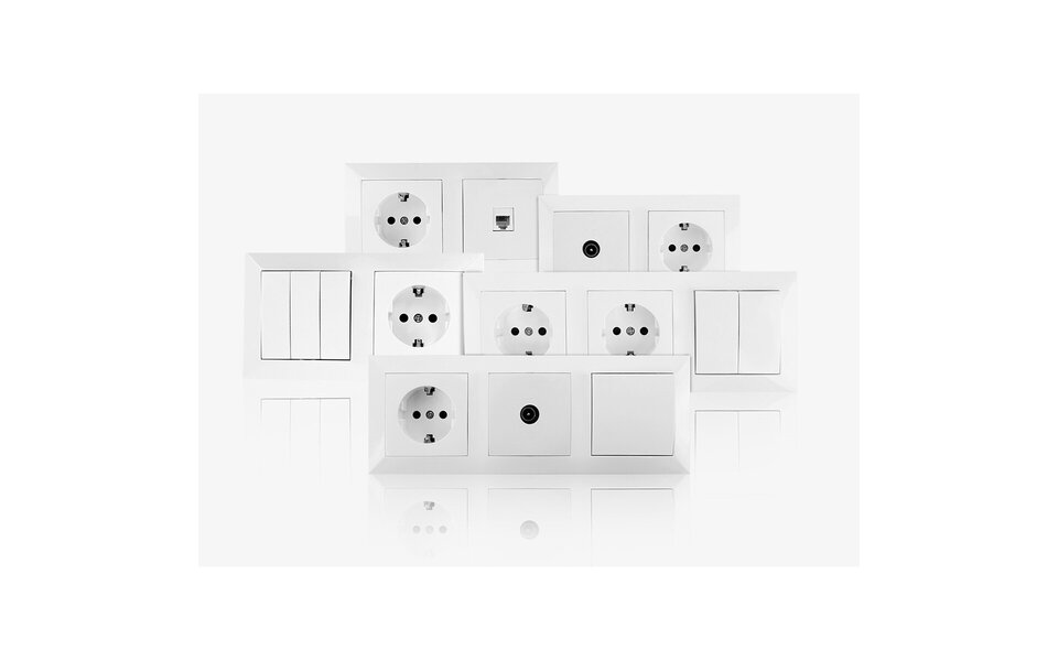 HLW LED Aigi Cika Single UTP RJ45 & Coax Wall Socket with Grounded Socket - LED Accessories