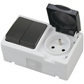 Outdoor socket with series switch - Single/Double - Earthed and IP54 Waterproof
