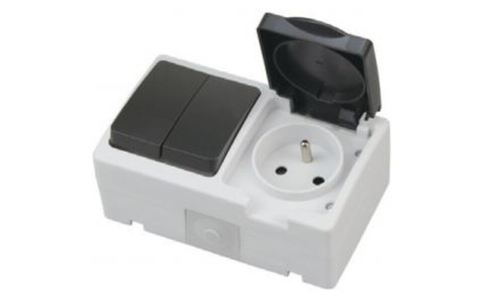 HLW LED Outdoor socket with series switch - Single/Double - Earthed and IP54 Waterproof