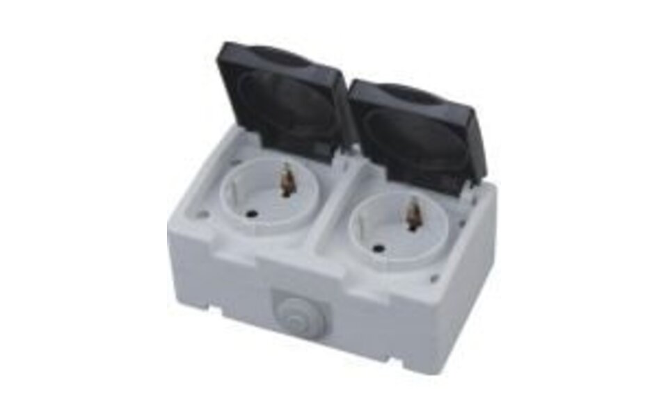 HLW LED Outdoor socket with series switch - Single/Double - Earthed and IP54 Waterproof