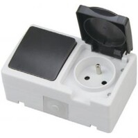 Outdoor Socket with Single-Pole Switch - Waterproof IP54