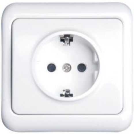 Aigi Cuka wall socket - 1-gang flush-mounted with earth connection and white cover frame