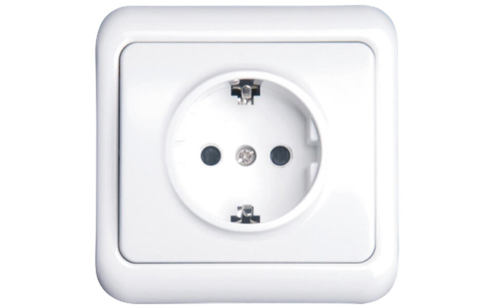 HLW LED Aigi Cuka wall socket - 1-gang flush-mounted with earth connection and white cover frame