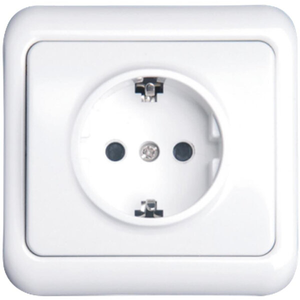 HLW LED Aigi Cuka wall socket - 1-gang flush-mounted with earth connection and white cover frame