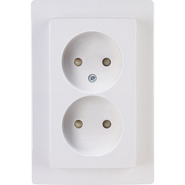 KOPP KOPP Paris HK05 Flush-Mounted Wall Socket - Double Socket with Child Safety, LED Accessories Arctic Gloss White