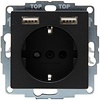 KOPP Wall Socket Matte Black with 2 USB - LED Accessories