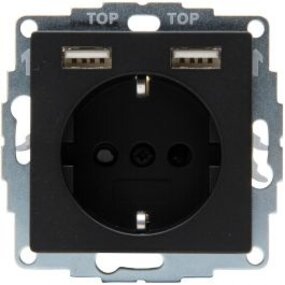 KOPP Wall Socket Matte Black with 2 USB - LED Accessories