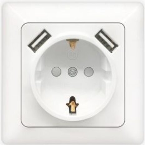 Aigi Cika wall socket - Flush-mounted single socket with 2 USB & LED accessories