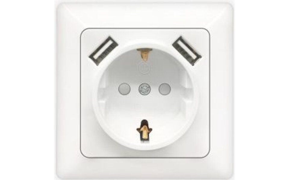 HLW LED Aigi Cika wall socket - Flush-mounted single socket with 2 USB & LED accessories
