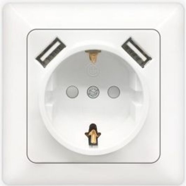 HLW LED Aigi Cika wall socket - Flush-mounted single socket with 2 USB & LED accessories