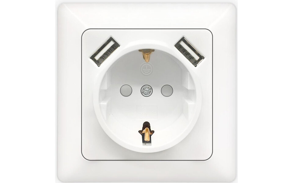 HLW LED Aigi Cika wall socket - Flush-mounted single socket with 2 USB & LED accessories