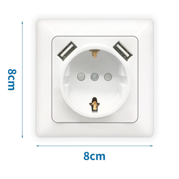 HLW LED Wandcontactdoos Aigi Cika - Inbouw 1-voudig stopcontact met 2 USB & LED toebehoren